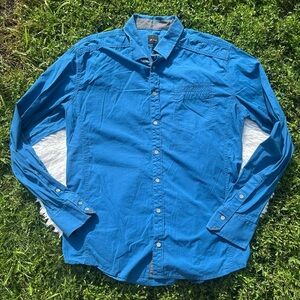 JB Holt Buckle Men’s The Lincoln Blue Long Sleeve Button Down Shirt Size Large